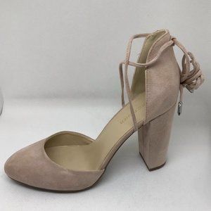 Marc Fisher Beige Nude Blush Lace Up Square Heel Pump